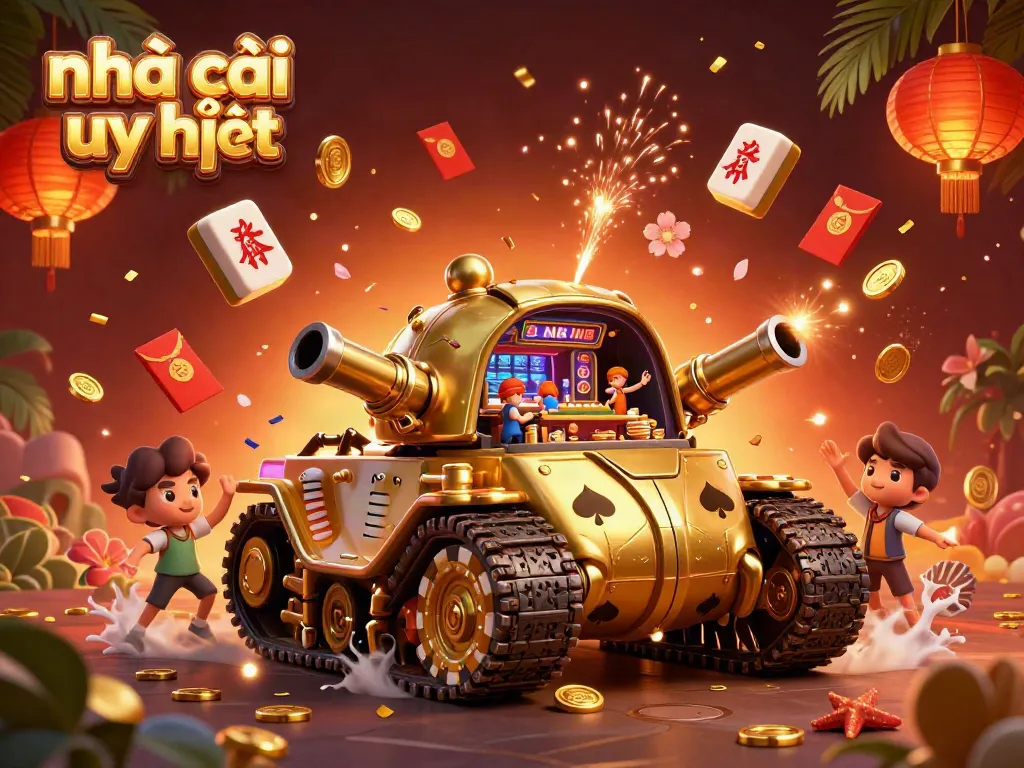 Experience the excitement of Nhà cái uy tín with a vibrant casino scene in a gold beetle tank.